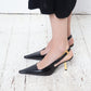 Saint Laurent pointy toe leather black heels with golden heel size 37