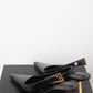 Saint Laurent pointy toe leather black heels with golden heel size 37