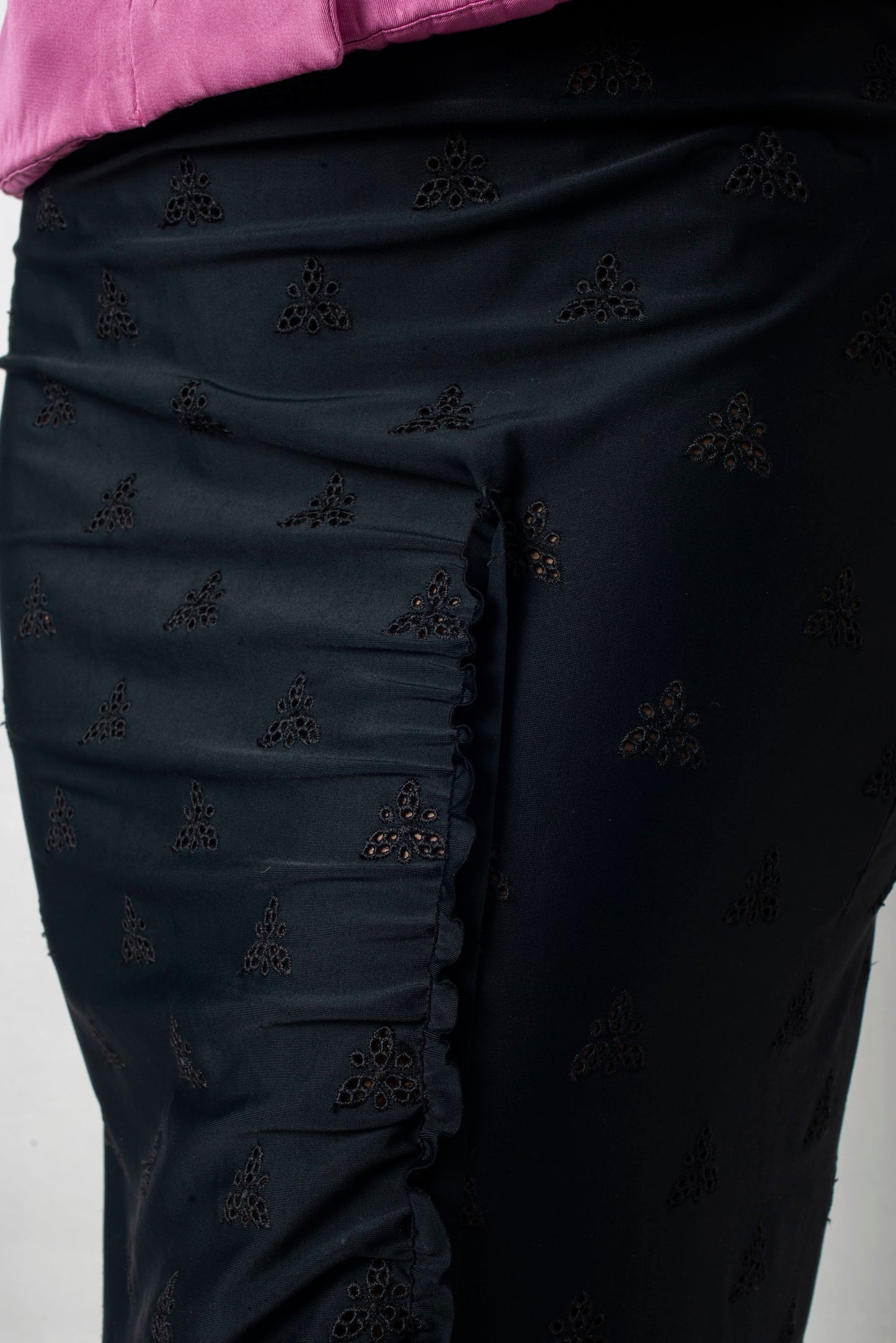 Comme des Garçons Fall 2007 dark blue long skirt with flower cutouts