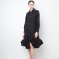 Comme des Garçons AD 2021 black cotton shirt dress with sculptural balloon hems