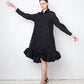 Comme des Garçons AD 2021 black cotton shirt dress with sculptural balloon hems
