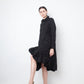 Comme des Garçons AD 2021 black cotton shirt dress with sculptural balloon hems
