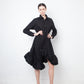 Comme des Garçons AD 2021 black cotton shirt dress with sculptural balloon hems