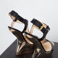 Guiseppe Zanotti floating mirror gold and leather heels size 37