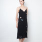 Valentino black slip on dress with lace trims and butterfly embroideries