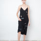 Valentino black slip on dress with lace trims and butterfly embroideries