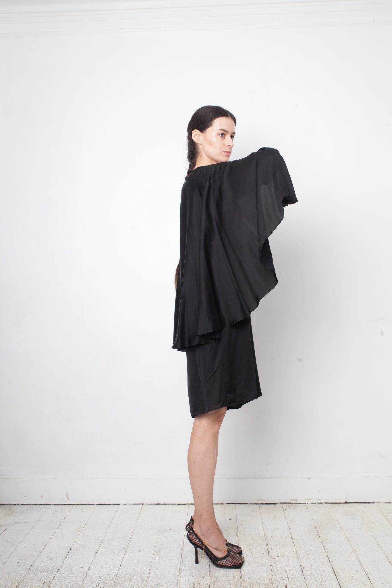 Lanvin Fall 2011 black silk dress with cape
