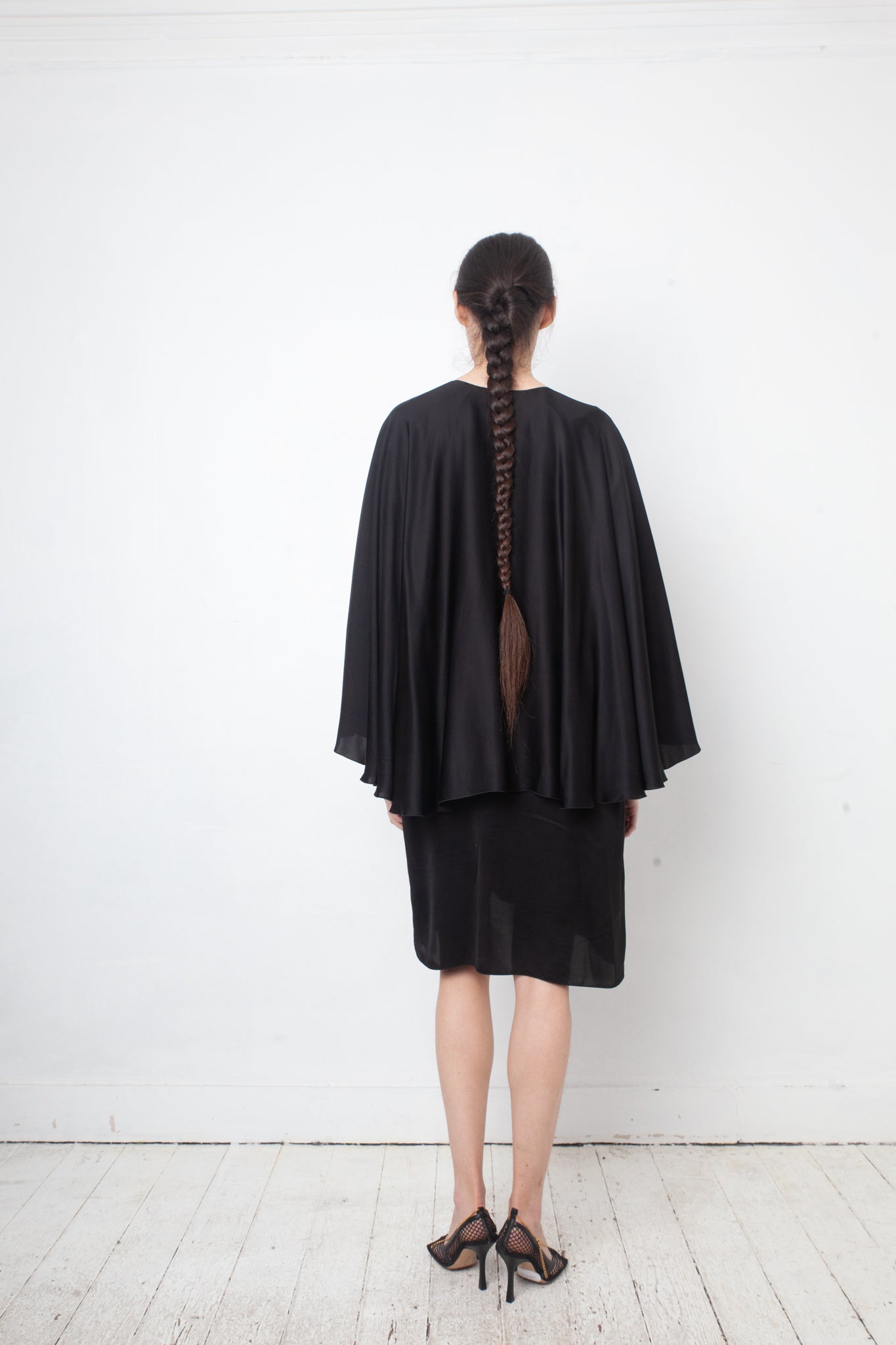 Lanvin Fall 2011 black silk dress with cape