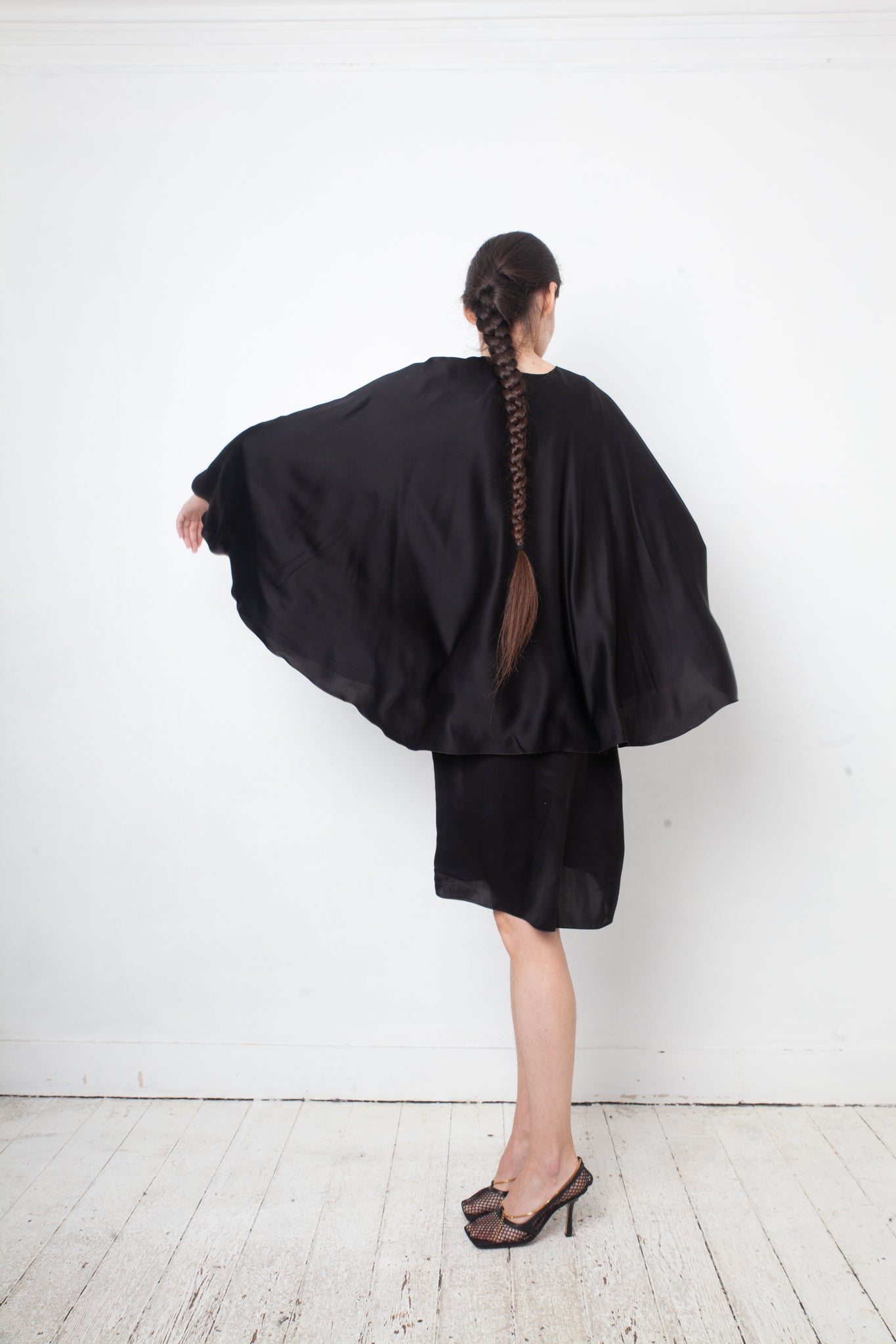 Lanvin Fall 2011 black silk dress with cape