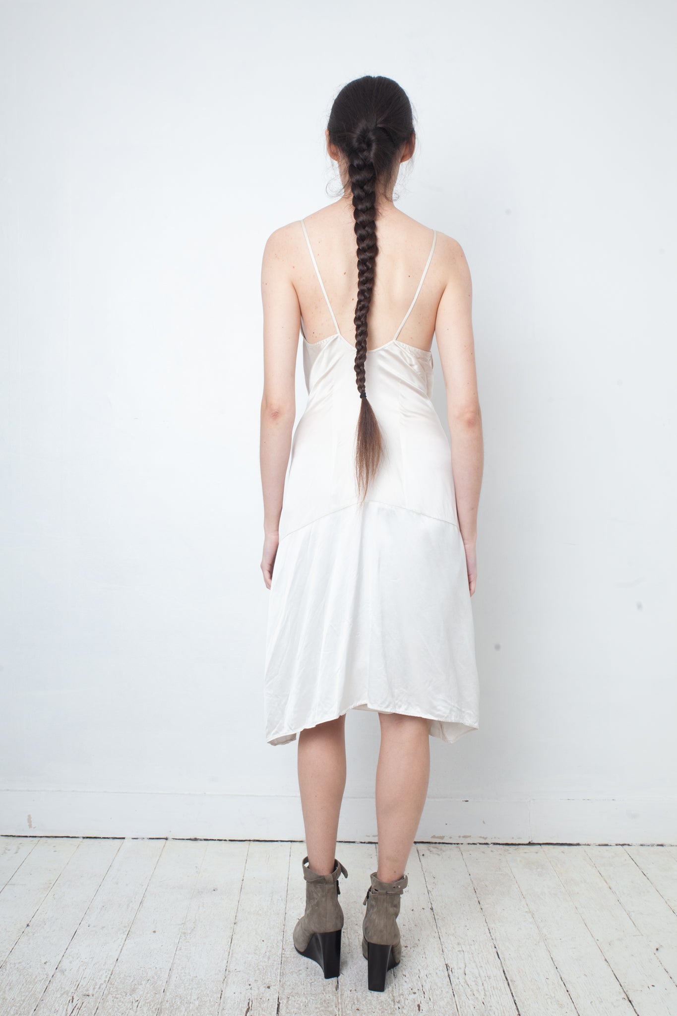 Ann Demeulemeester 2000's ivory silk draped jumpsuit / dress