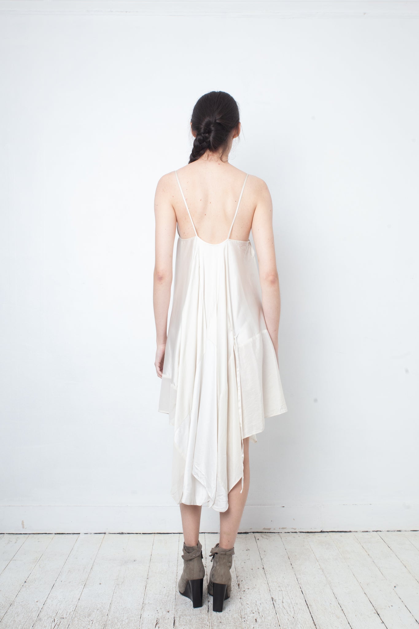 Ann Demeulemeester 2000's ivory silk draped jumpsuit / dress