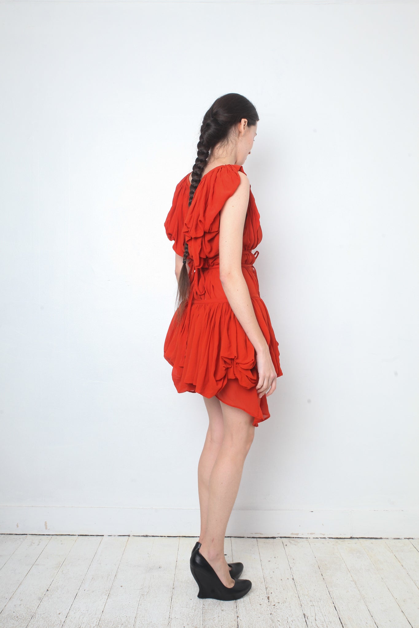 Ann Demeulemeester spring 2009 silk 2 piece red shipwreck dress