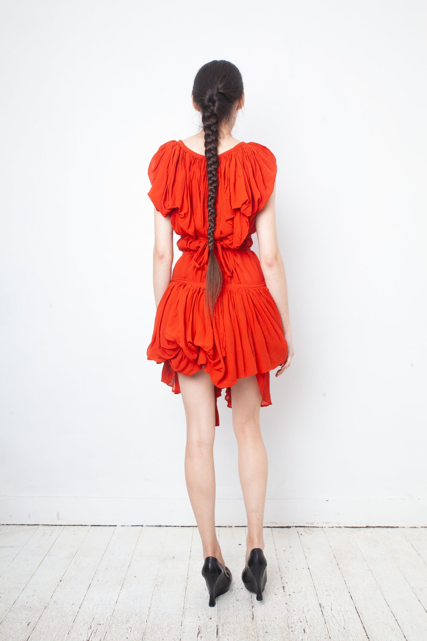 Ann Demeulemeester spring 2009 silk 2 piece red shipwreck dress
