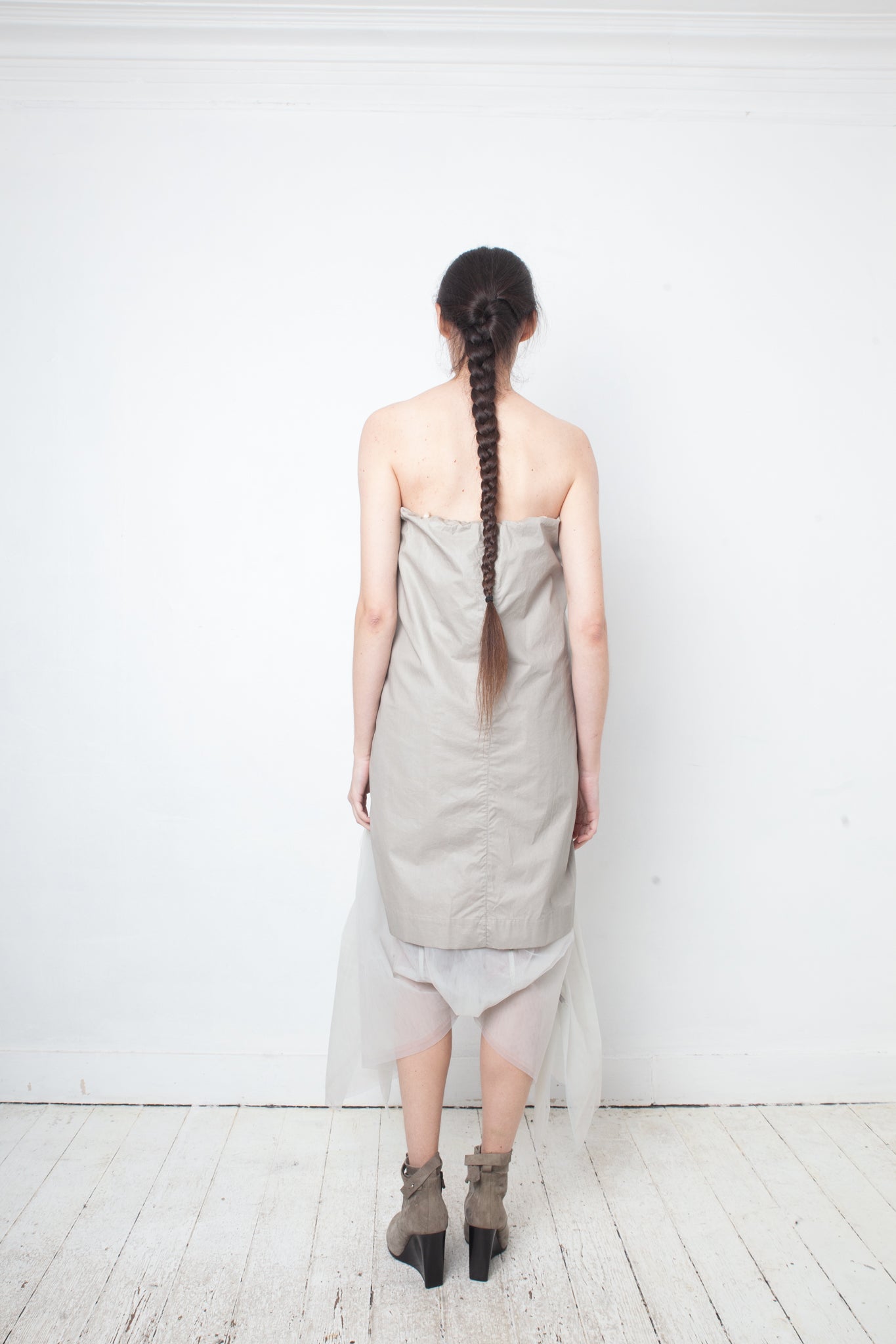 Rick Owens SS 2015 grey tulle pantsuit