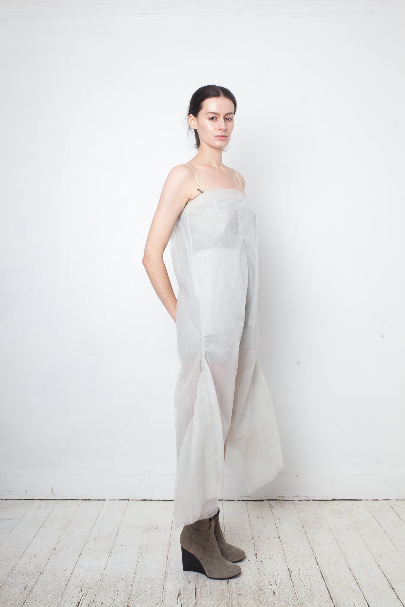 Rick Owens SS 2015 grey tulle pantsuit