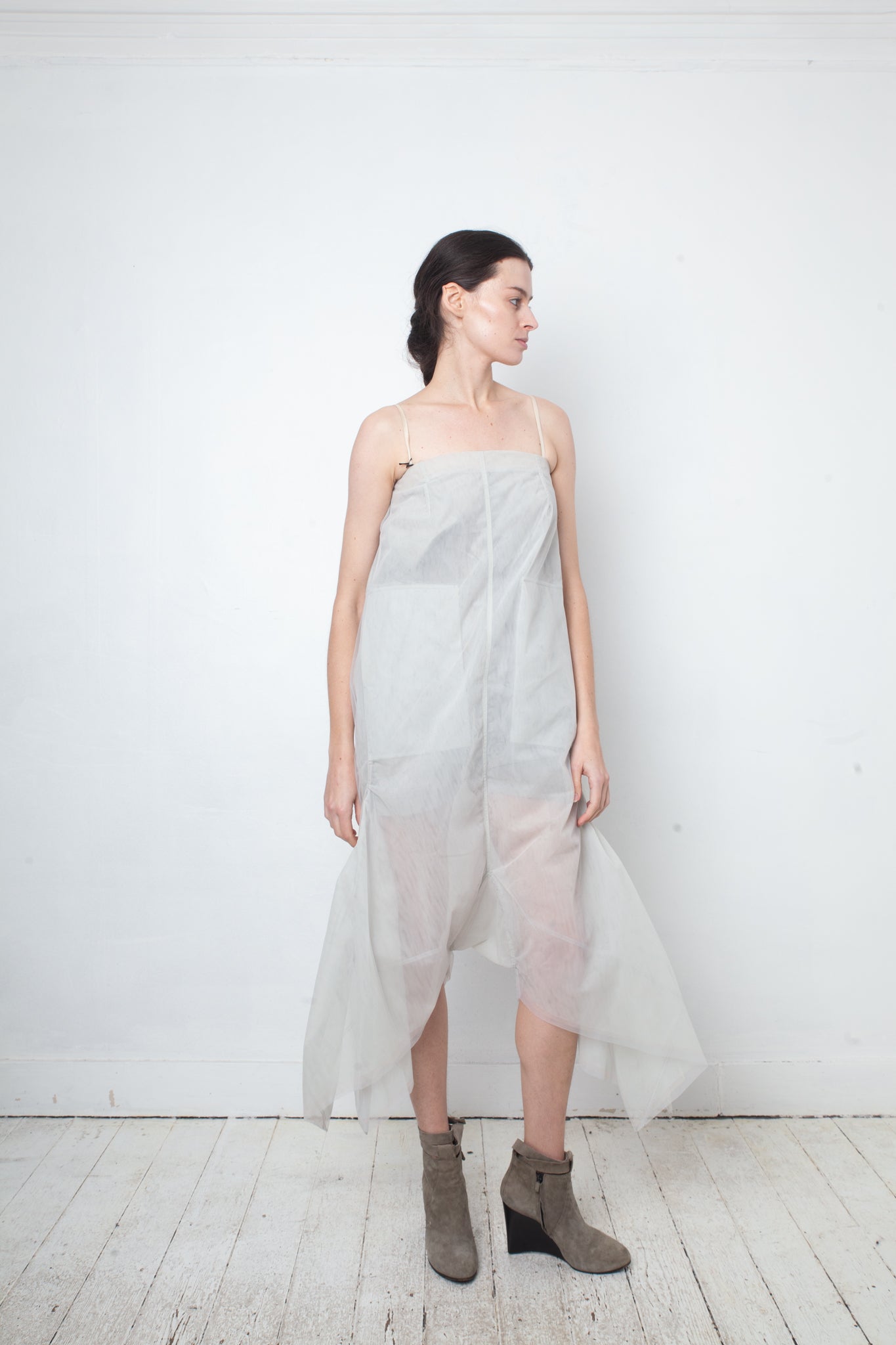 Rick Owens SS 2015 grey tulle pantsuit