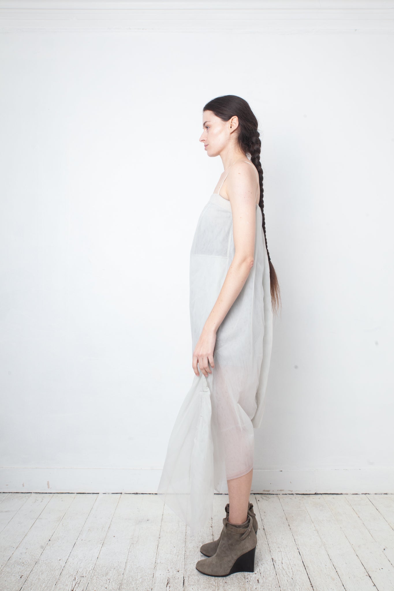 Rick Owens SS 2015 grey tulle pantsuit