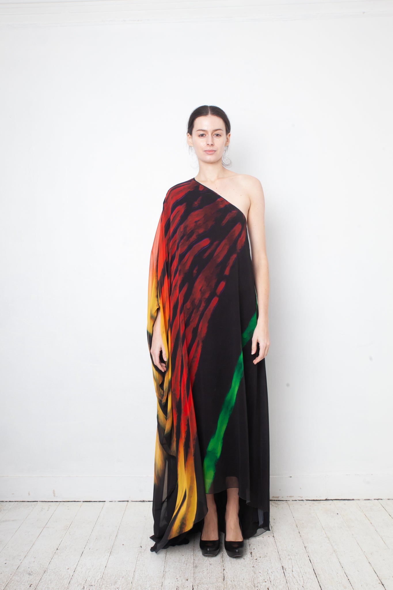 Halpern FW 2020 off-shoulder rainbow floor length gown