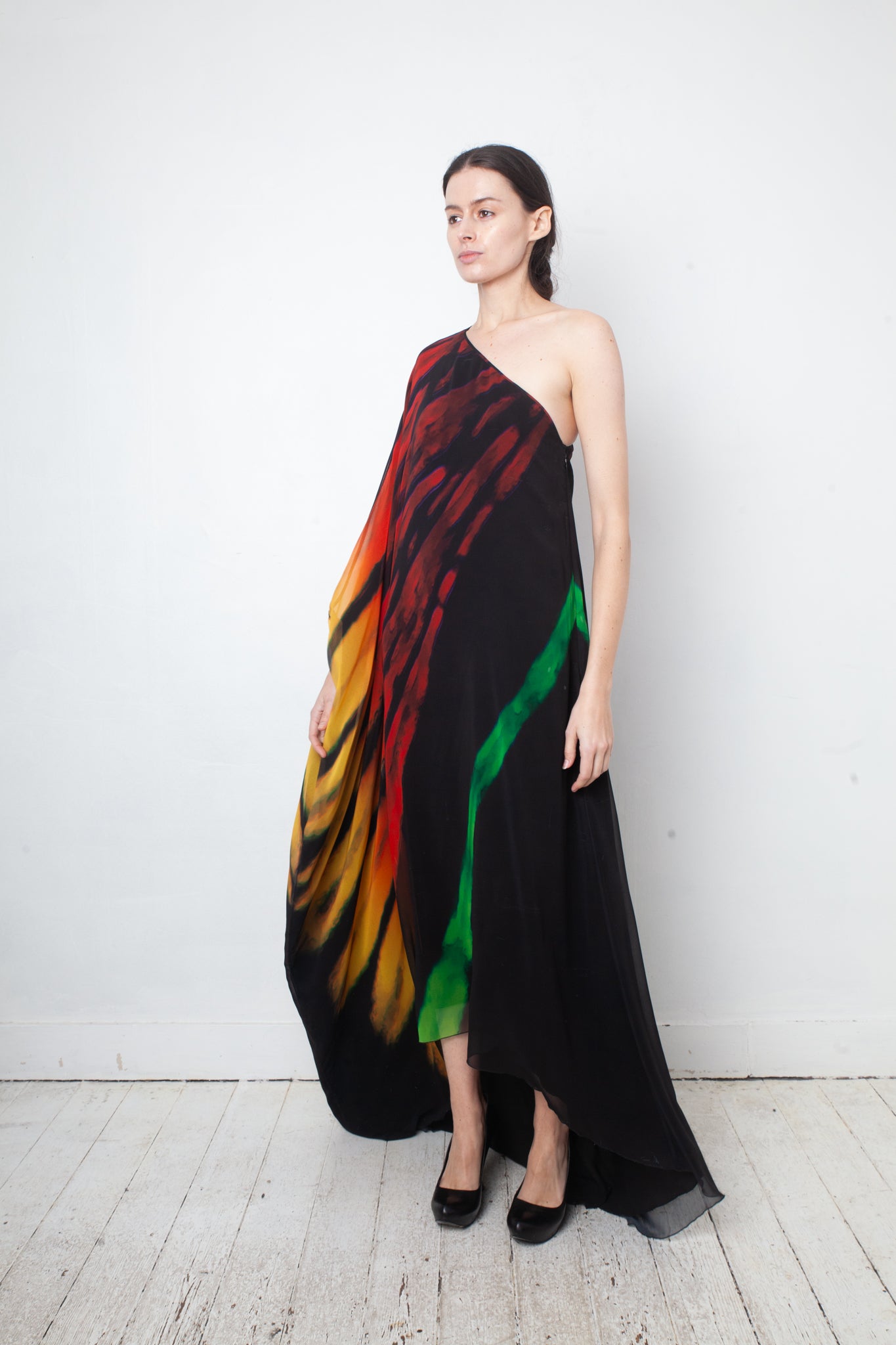 Halpern FW 2020 off-shoulder rainbow floor length gown