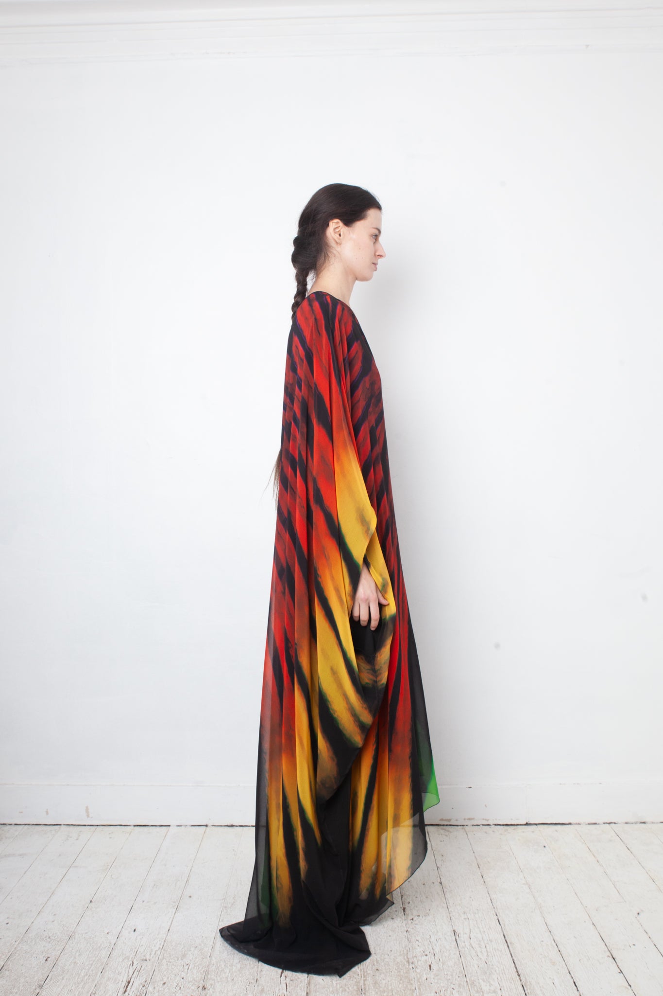 Halpern FW 2020 off-shoulder rainbow floor length gown