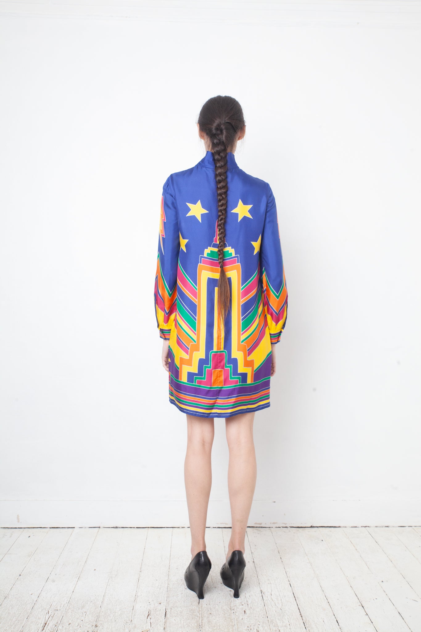 Valentino Pre Fall 2016 silk multicolour Empire State Building mini dress