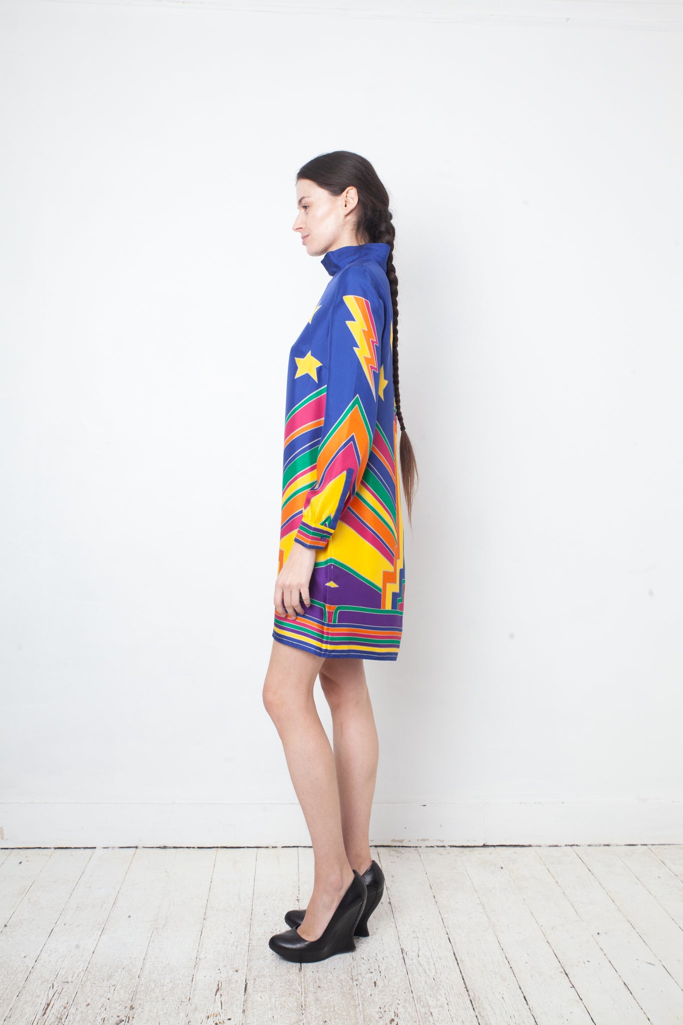 Valentino Pre Fall 2016 silk multicolour Empire State Building mini dress