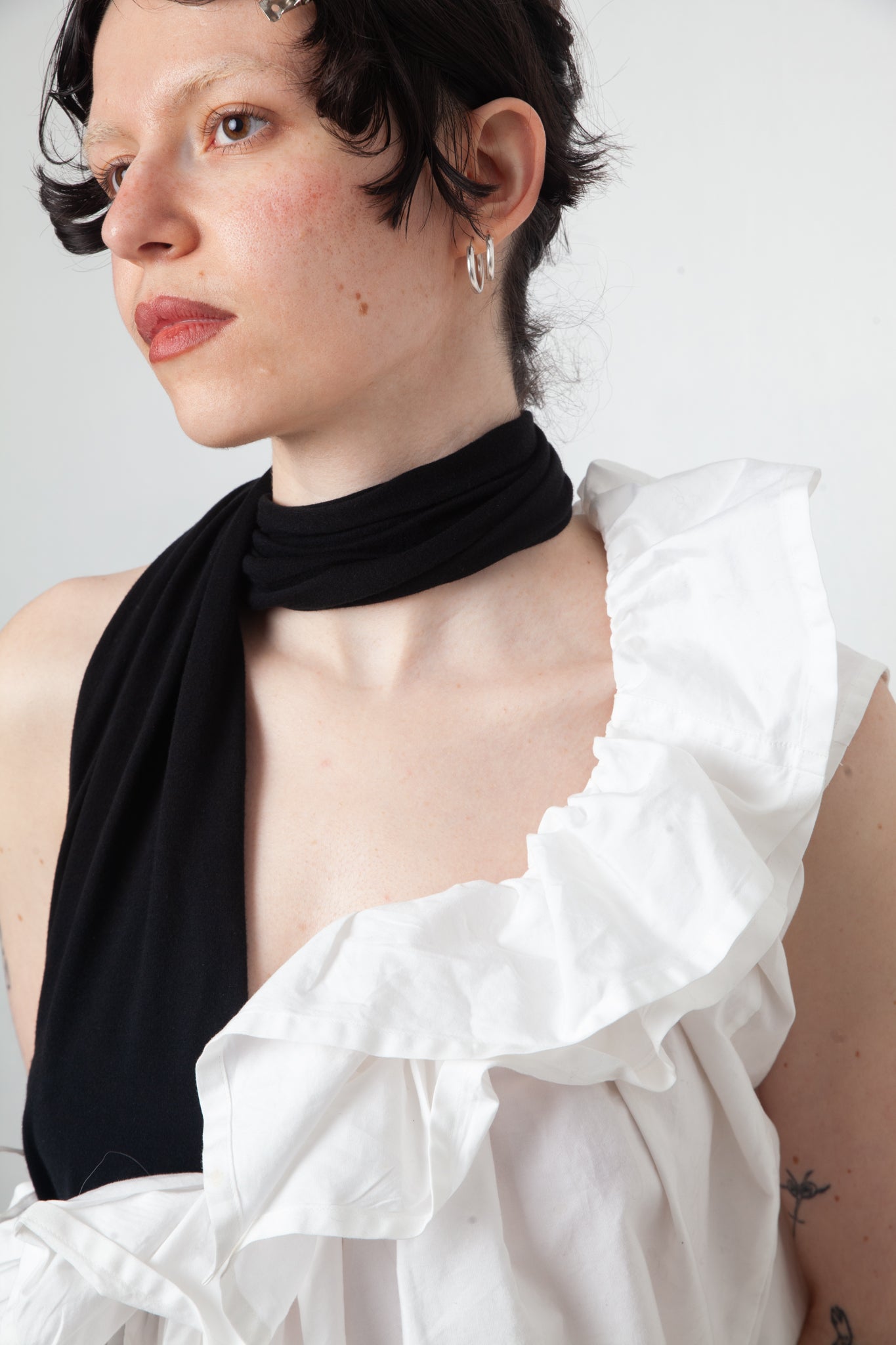 Junya Watanabe SS 2007 black and white draped cotton wrap top