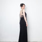 Ann Demeulemeester SS 2023  jersey black long evening dress with draped back