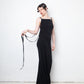 Ann Demeulemeester SS 2023  jersey black long evening dress with draped back