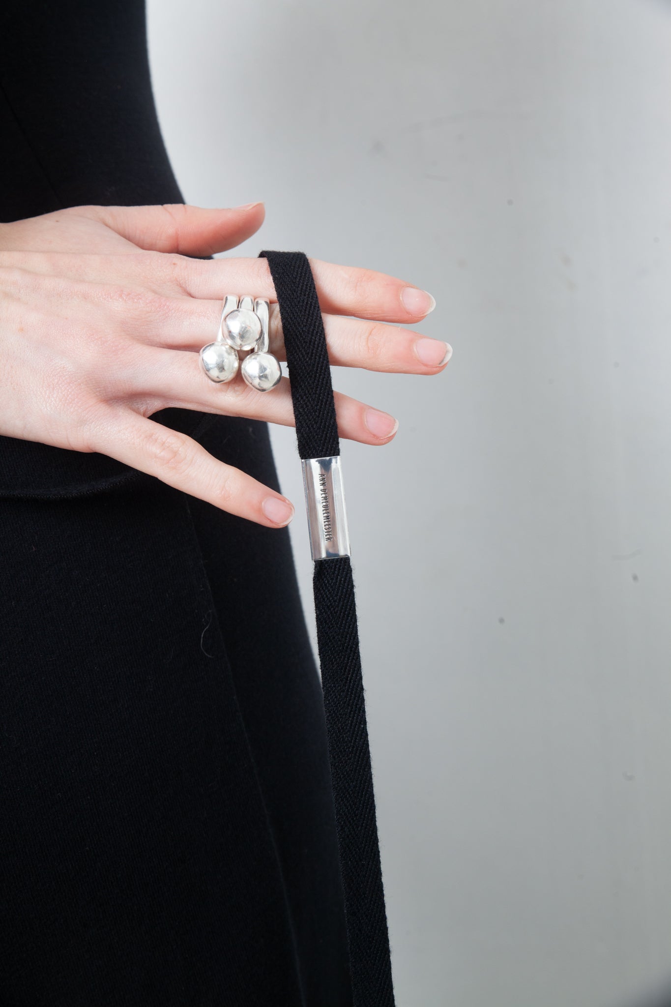 Ann Demeulemeester SS 2023  jersey black long evening dress with draped back