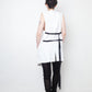 Ann Demeulemeester SS 2022 white denim oversized gilet with back slit and belts