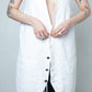 Ann Demeulemeester SS 2022 white denim oversized gilet with back slit and belts