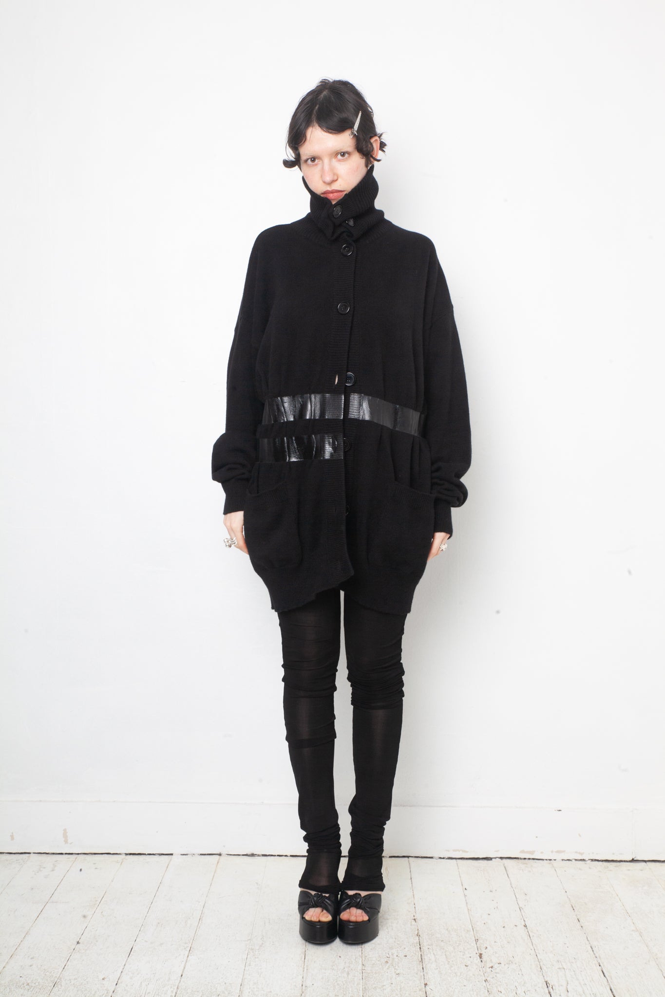 Margiela Fall 2009 black wool knit tape sweater