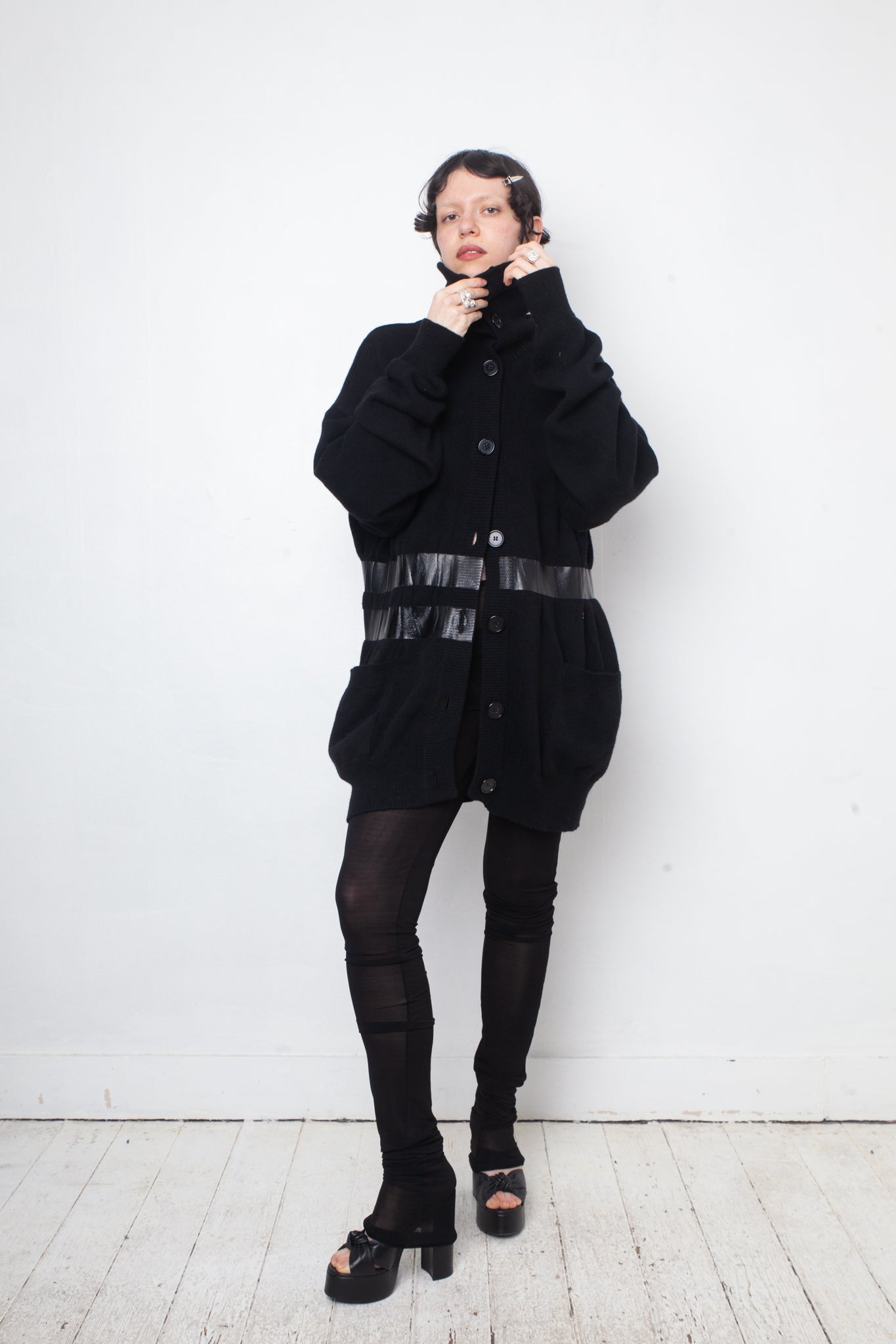 Margiela Fall 2009 black wool knit tape sweater