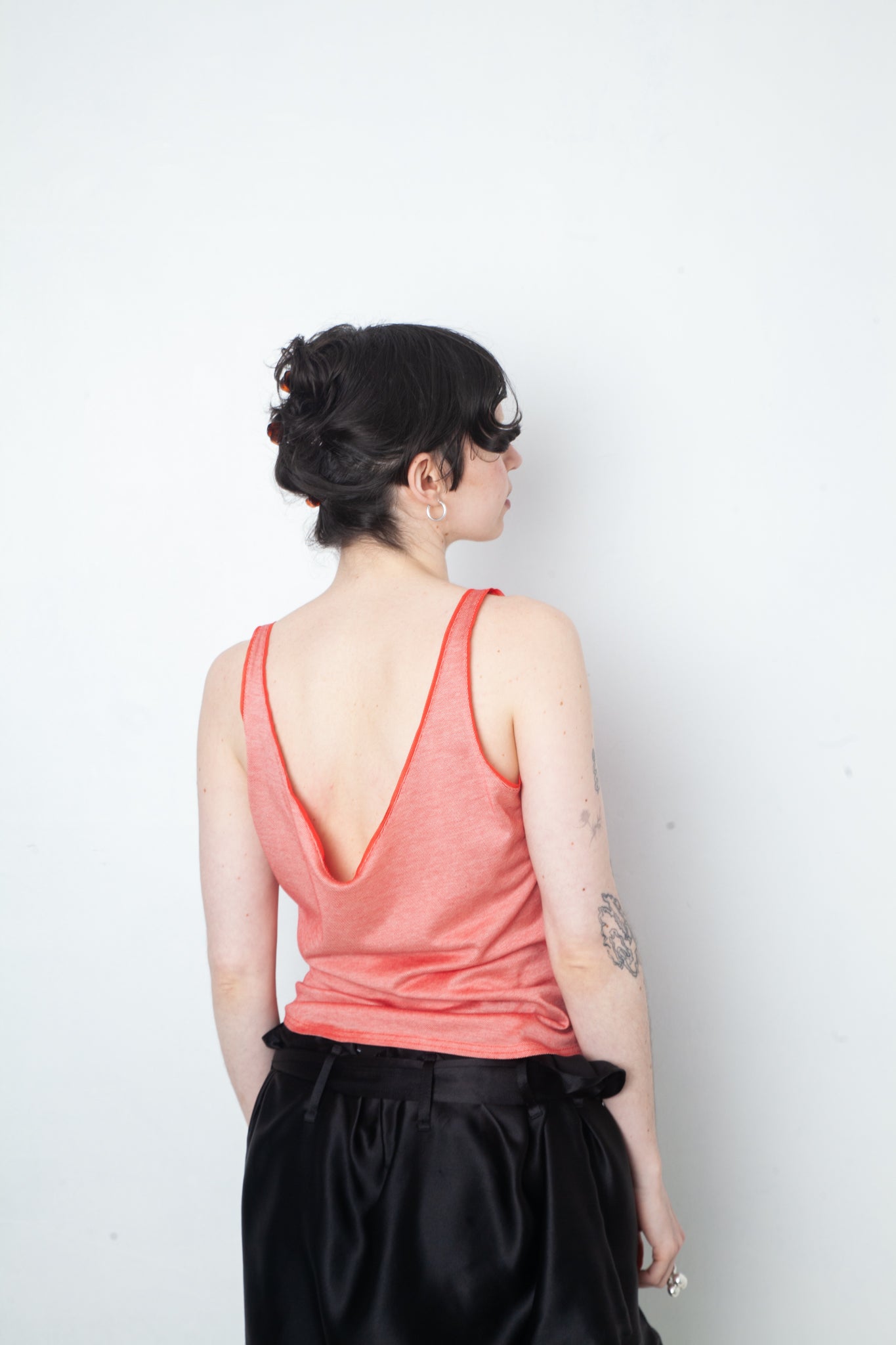 Veronique Branquinho piqué cotton red tank top with sequin bird