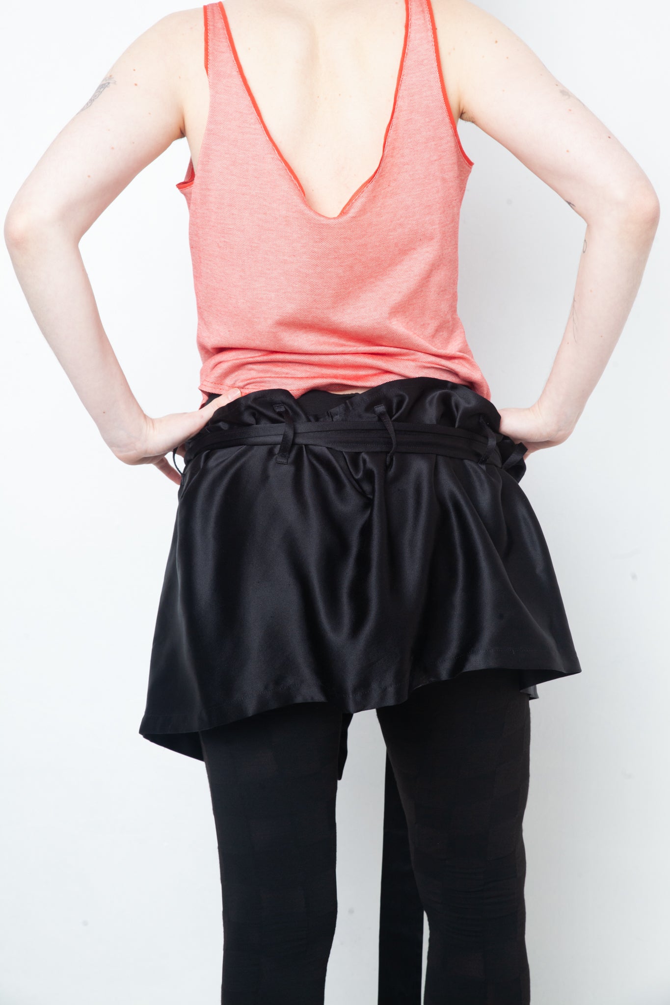 Ann Demeulemeester 2000's black silk mini skirt / belt