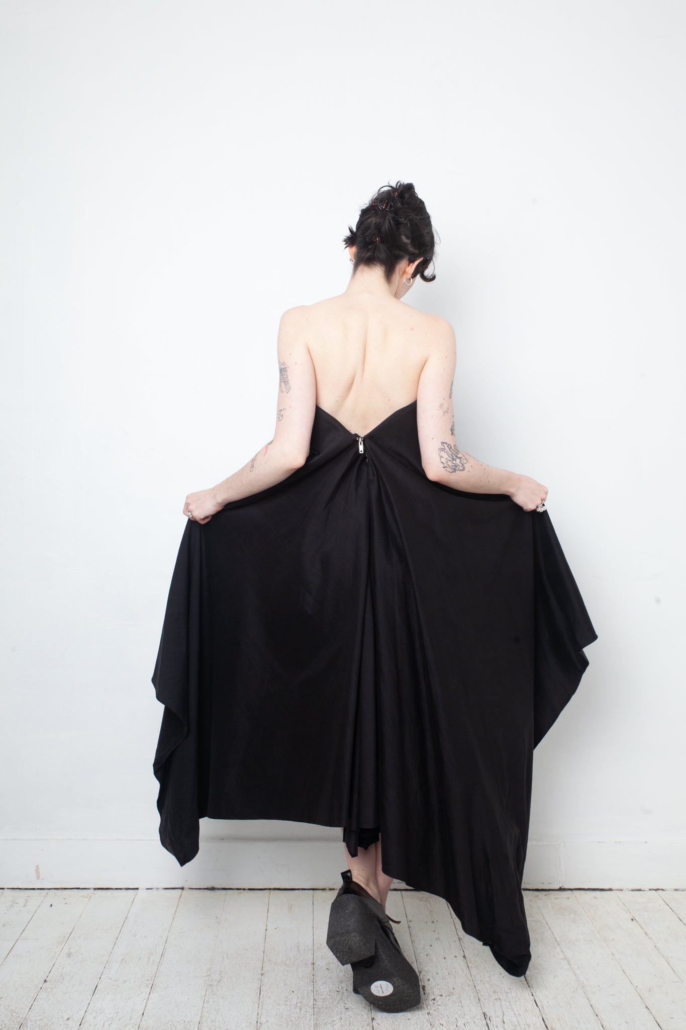 Rick Owens Spring 2011 black cotton and silk bustier dress