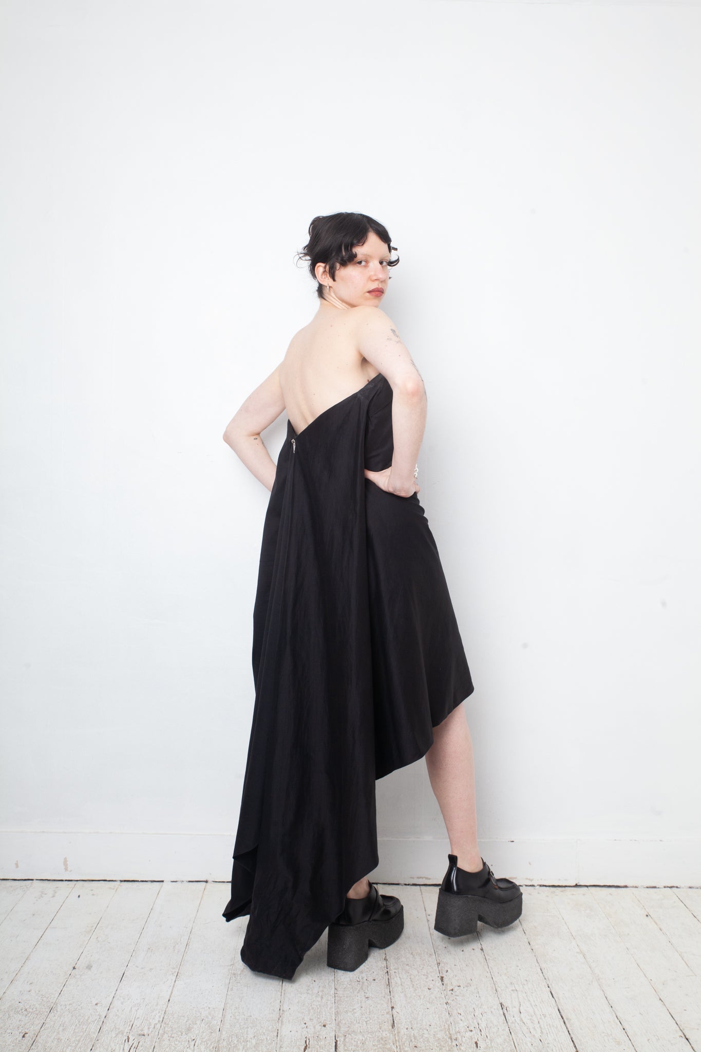 Rick Owens Spring 2011 black cotton and silk bustier dress