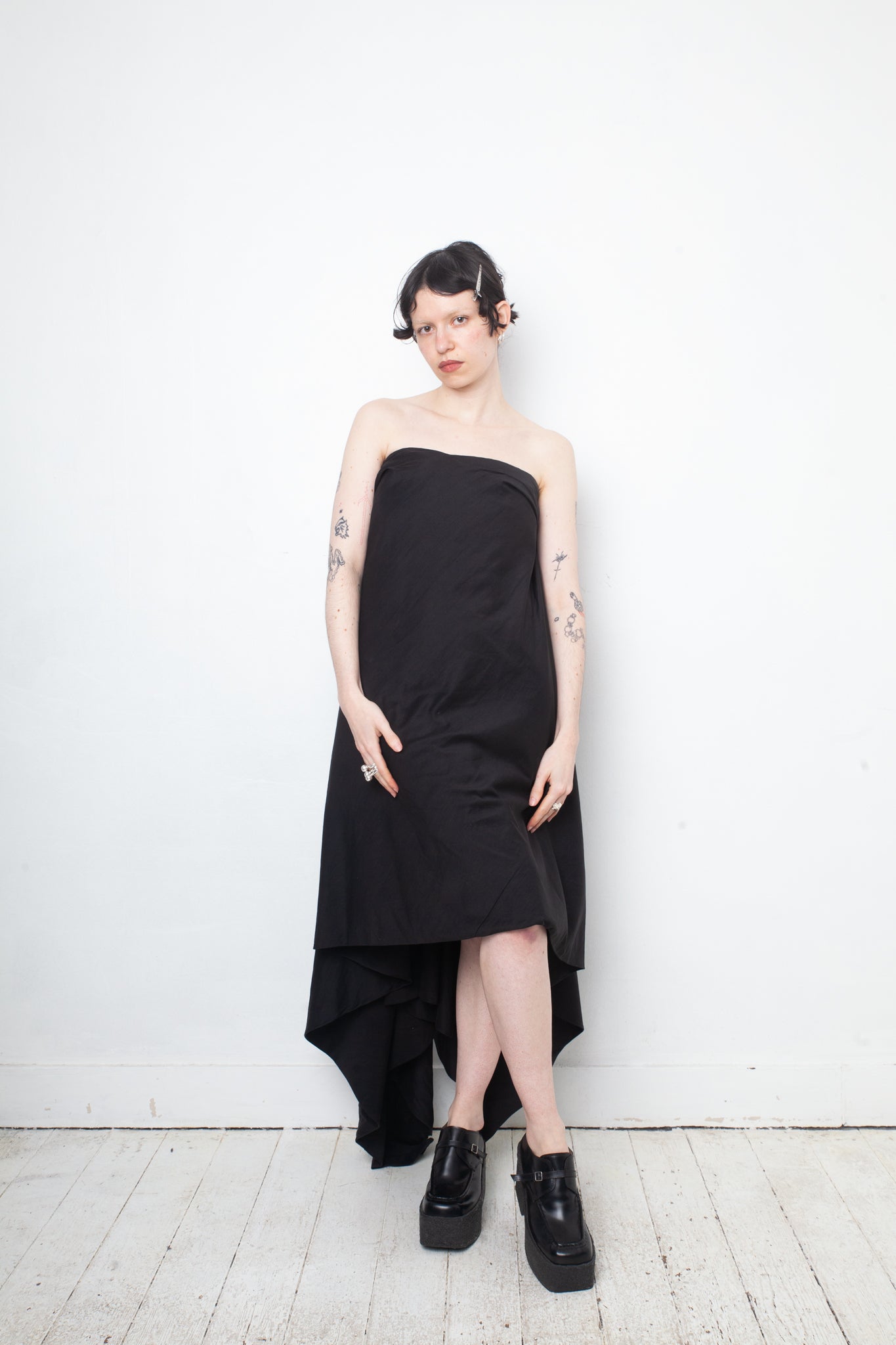 Rick Owens Spring 2011 black cotton and silk bustier dress