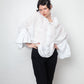 Junya Watanabe white lace draped shirt with balloon sleeves