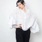 Junya Watanabe white lace draped shirt with balloon sleeves