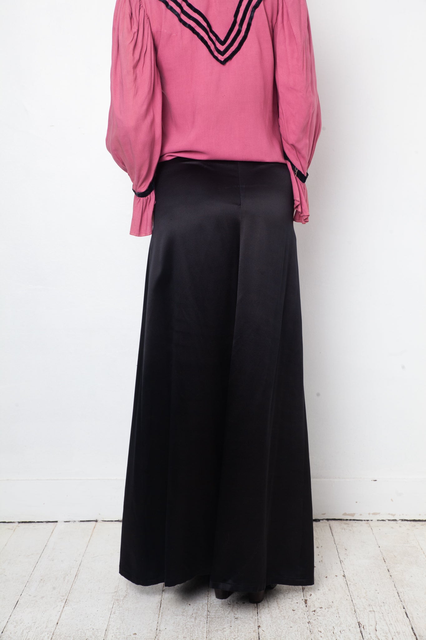 Ann Demeulemeester 2000's black silk maxi skirt