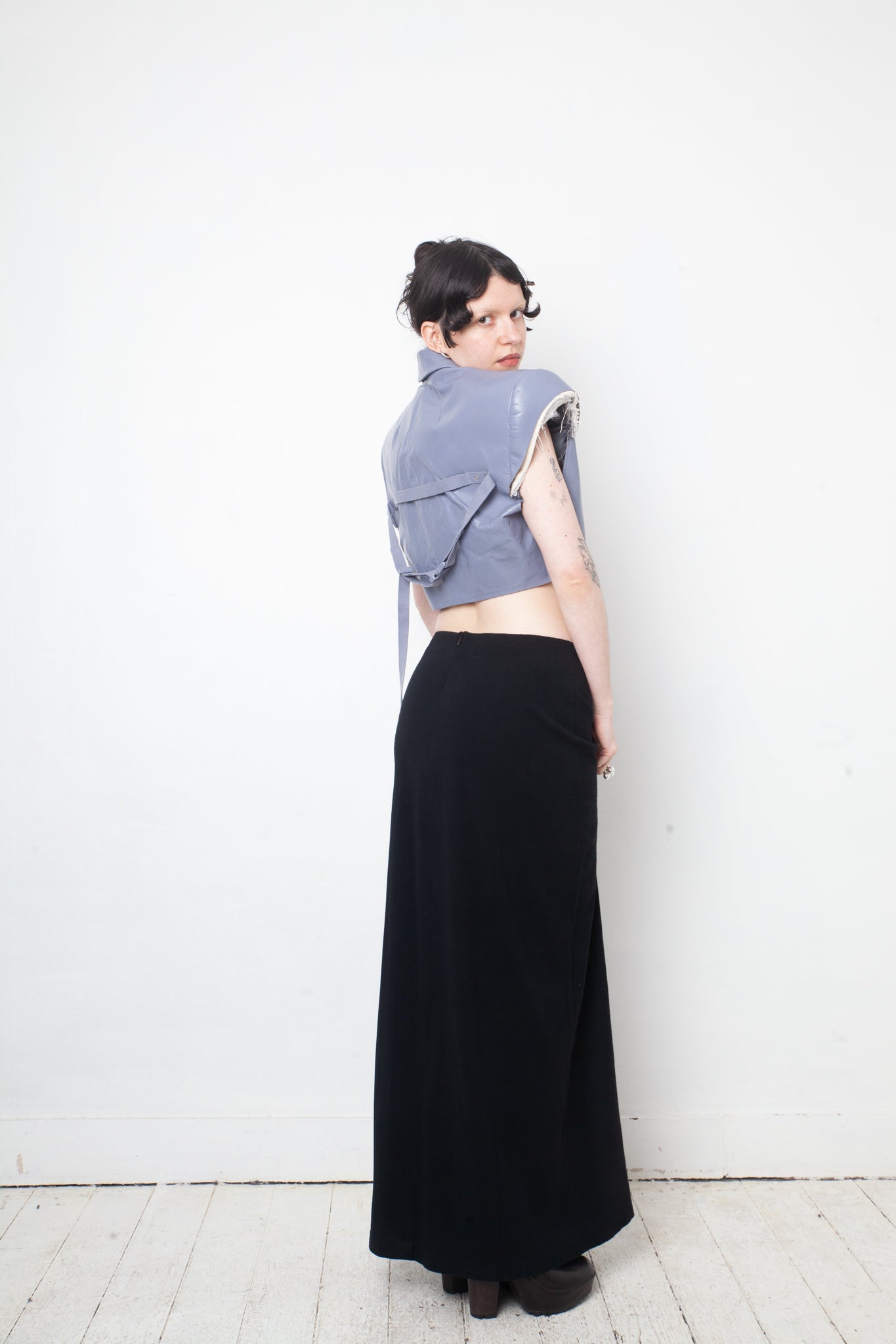 Dries van Noten 90's black rayon maxi skirt