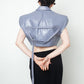 Rick Owens SS 2024 leather lilac cropped blazer with triangular shoulders