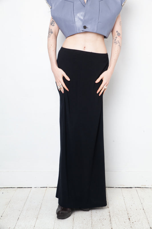 Dries van Noten 90's black rayon maxi skirt