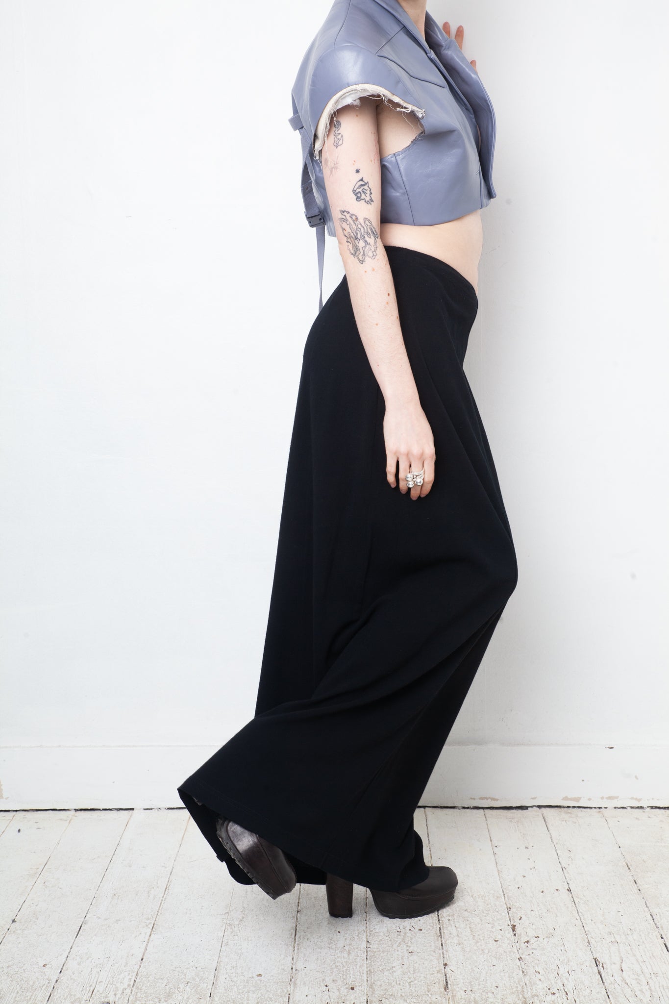 Dries van Noten 90's black rayon maxi skirt