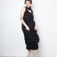 Undercover 2000's multi layer ruffle silk petticoat dress with scarf