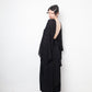 Valentino black heavy knit evening gown with deep V neck and open back
