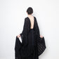 Valentino black heavy knit evening gown with deep V neck and open back