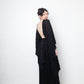 Valentino black heavy knit evening gown with deep V neck and open back